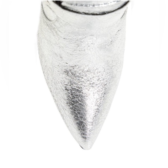 WILD DIVA LOUNGE Shaya Buckle Silver Boots Stilettos Heel Shoes Size 5.5 NEW - Picture 3 of 10